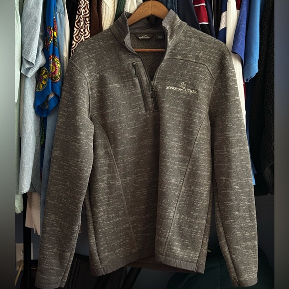 EDDIE BAUER Men's Gray Fleece Quarter Zip-Up Sweater - Picture 1 of 4